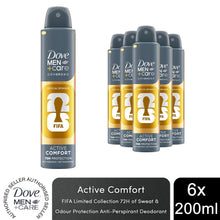 Load image into Gallery viewer, Dove Men+Care FIFA Limited Edition Advanced Anti-Perspirant Spray 200ml, 6pk