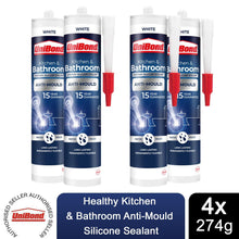 Load image into Gallery viewer, UniBond Healthy Kitchen &amp; Bathroom Anti-Mould Silicone Sealant 274g, 4 Pack