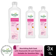Load image into Gallery viewer, 3x Simple Kind to Skin Nourishing Bath Soak w/ Chamomile Oil, 1L
