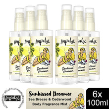 Load image into Gallery viewer, Impulse Body Mist Sunkissed Dreamer with Sea Breeze &amp; Cedarwood Scent 100ml, 6pk
