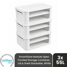 Load image into Gallery viewer, SmartStore Module 55L Open Front Storage Box &amp; Shelves Set, 3 Pack Units, White