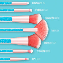 Load image into Gallery viewer, Cosmic Makeup Brush Set 7 Piece Turquoise Liquid Glitter Handle Beauty Tool Kit