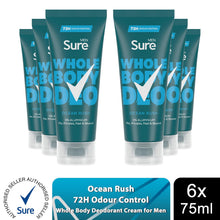 Load image into Gallery viewer, Sure Men Whole Body Deodorant Cream Ocean Rush with 72H Odour Control 75ml, 6 Pk