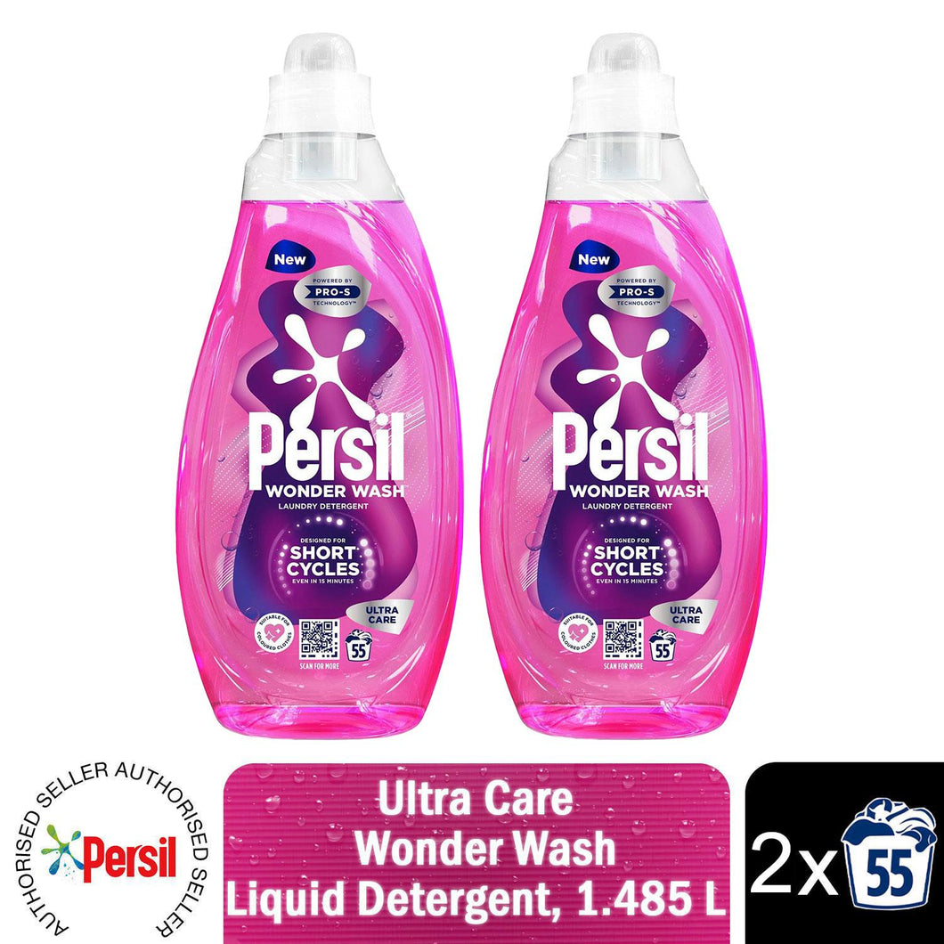 Persil Wonder Wash Liquid Laundry Detergent Bio Ultra Care 55 Washes 1.485L, 2pk