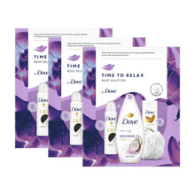 Load image into Gallery viewer, Dove Time to Relax Body Wash, Lotion Deo 3pcs Gift Set for Her with Shower Puff