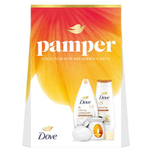 Load image into Gallery viewer, Dove Pamper Collection Gift Set, Body Wash, Bath Soak, Beauty Bar &amp; Wax Burner
