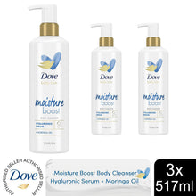 Load image into Gallery viewer, Dove Body Love Moisture Boost Body Cleanser with Hyaluronic Acid, 517ml, 3pk