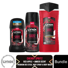 Load image into Gallery viewer, Lynx Fine Fragrance Cherry Spritz Bundle Body Wash, Spray &amp; Stick for Men