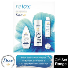 Load image into Gallery viewer, Dove Relax Trio Gift Set with Hydrate Bodywash, Body Lotion &amp; Classic Deodorant