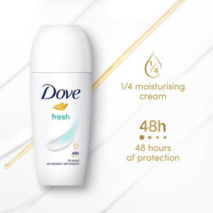 Dove Fresh Roll On AntiPerspirant up to 48H of Sweat & Odour Protection, 6x50ml