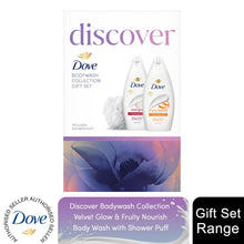 Load image into Gallery viewer, Dove Discover Bodywash Collection 2 Pieces Gift Set for Her with Shower Puff
