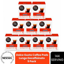 Load image into Gallery viewer, Nescafe Dolce Gusto Coffee Pods 9x Boxes / 144 Caps Cafe Lungo Decaf