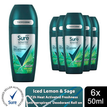 Load image into Gallery viewer, Sure Men Nonstop Protection Antiperspirant Deo Roll On Iced Lemon&amp;Sage 50ml, 6Pk