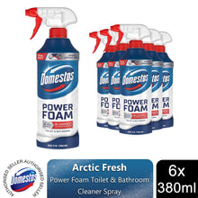 Load image into Gallery viewer, Domestos Power Foam Arctic Fresh Toilet &amp; Bathroom Cleaner Spray 380ml, 6 Pack