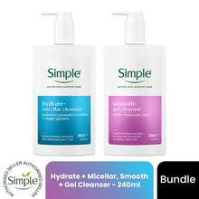 Load image into Gallery viewer, Simple Smooth+ &amp; Hydrate+ Gel Facial Cleanser Bundle 240ml