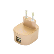 Load image into Gallery viewer, FX Multicoloured Dual USB Mains Charger 2.4 AMP Plug (EU), Gold