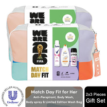Load image into Gallery viewer, Match Day Fit for Her FIFA Gift Set,Body Wash, Anti-Perspirant, Spray+Wash Bag