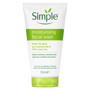 2x150ml Simple Kind to Skin Moisturising/Purifying FacialWash for Sensitive Skin