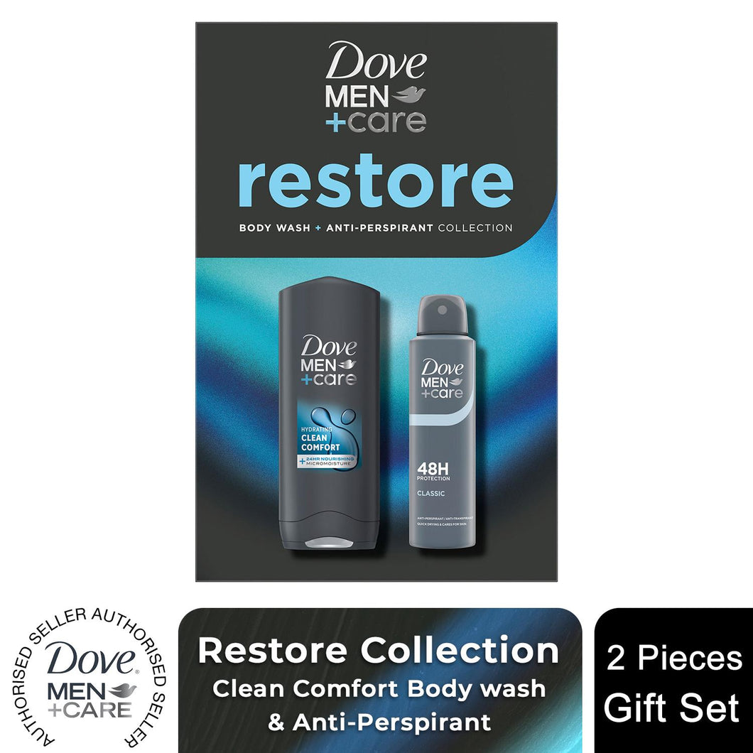 Dove Men+Care Restore Duo Gift Set Clean Comfort Bodywash & Classic Deodorant