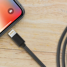 Load image into Gallery viewer, FX Factory Powabud Nylon Braided USB Data Cable For iPhone - Black
