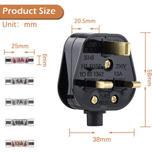 Load image into Gallery viewer, Faithfull FPPPLUG13R 230V 13Amp 3-Pin Plug with Nylon Base &amp; Cover Cap, Black
