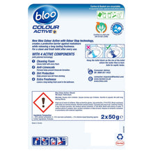 Load image into Gallery viewer, Bloo Toilet Rim Block Colour Active+Bleach for Long-Lasting Freshness 2x50g 12pk