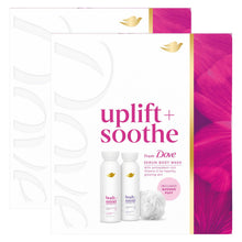 Load image into Gallery viewer, Dove Body + Mind Gift Set, Calming and Uplifting Body Washes Gift with Puff