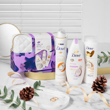 Load image into Gallery viewer, Dove Time To Relax Bath &amp; Body 3 Pcs Gift Set for Her with Beauty Bag