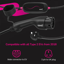Load image into Gallery viewer, Cord Lite 5m Portable EV Charger 230V Fast Charging with UK Plug Adapter