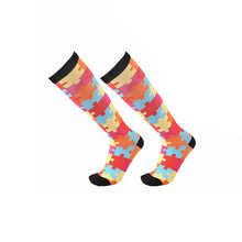 Load image into Gallery viewer, Flo Knee High Compression Socks Bright Pattern Support Travel Sports S/M or L/XL