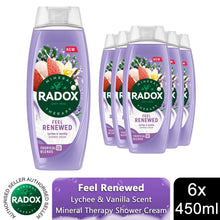 Load image into Gallery viewer, Radox Mineral Therapy Feel Renewed Shower Cream Moisturising Wash 450ml, 6 Pack