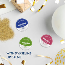 Load image into Gallery viewer, Vaseline Lip Treat Collection Gift Set Tin with Rosy Aloe Original Balm Trio