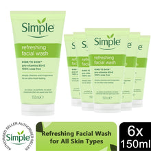 Load image into Gallery viewer, Simple Face Wash-Moisturising, Refreshing, Clear Pore Scrub or Glow 150ml, 6Pack