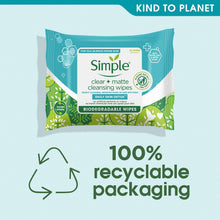 Load image into Gallery viewer, Simple Clear+Matte Daily Skin Detox Biodegradable Wipes for Oily Skin, 3 or 6 Pk