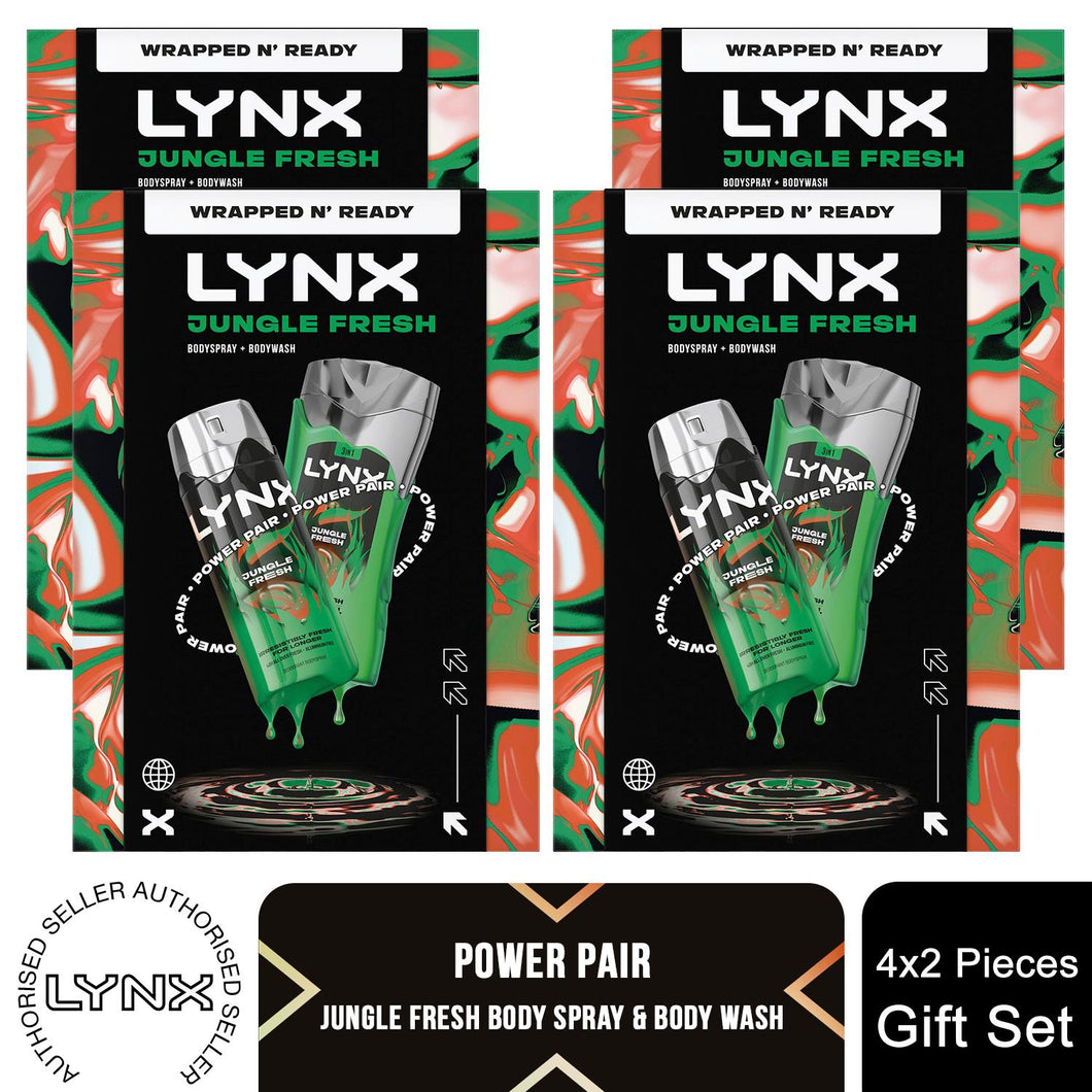 Lynx Jungle Fresh Gift Set Bodywash & Body Spray Duo Energising Grooming Kit