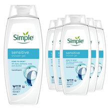 Load image into Gallery viewer, Simple Kind to Skin Sensitive Shower Gel Body Wash 450ml, 6pk