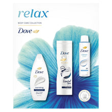 Load image into Gallery viewer, Dove Relax Trio Gift Set with Hydrate Bodywash, Body Lotion &amp; Classic Deodorant