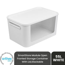 Load image into Gallery viewer, SmartStore Module 55L Open Fronted Storage Container With Lid, Stackable, White
