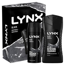 Load image into Gallery viewer, Lynx Black Body Wash 225ml &amp; Body Spray 150ml 2Pcs Gift Set for Him