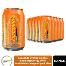 Load image into Gallery viewer, Lucozade Orange Glucose Sparkling Drink 330ml Fizzy Energy Beverage