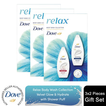 Load image into Gallery viewer, Dove Relax Duo Body Wash , Velvet Glow &amp; Nourishing, Gentle &amp; Moisturising Set