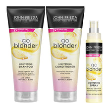 Load image into Gallery viewer, John Frieda Go Blonder Haircare Range of Shampoo, Conditioner &amp; Lightening Spray