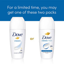 Load image into Gallery viewer, Dove Classic Fresh Roll On Anti-Perspirant Long Lasting Fragrance 50ml, 3 Pack
