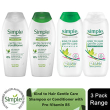 Load image into Gallery viewer, Simple Kind to Hair Gentle Care Shampoo or Conditioner 200ml/400ml - 3 Pack