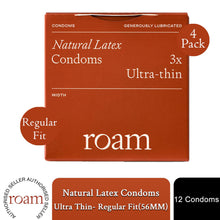 Load image into Gallery viewer, Roam Ultra-Thin Condoms for Safer Sex &amp; Contraception 56mm Regular Fit, 12 Pack