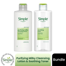 Load image into Gallery viewer, Simple Purifying Cleansing Lotion 200ml &amp; Soothing Toner Bundle
