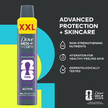 Load image into Gallery viewer, Dove Men+Care FIFA Active XXL Anti-Perspirant Aerosol Deodorant Spray 300ml, 6PK