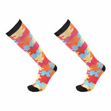 Load image into Gallery viewer, Flo Knee High Compression Socks Bright Pattern Support Travel Sports S/M or L/XL
