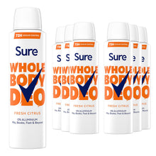 Load image into Gallery viewer, Sure Women Fresh Citrus Whole Body Deodorant Spray Aluminium Free 150ml, 6 Pack