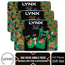 Load image into Gallery viewer, Lynx BOX FRESH Jungle Fresh Bodywash,Bodyspray &amp; Antiperspirant Gift Set for Him